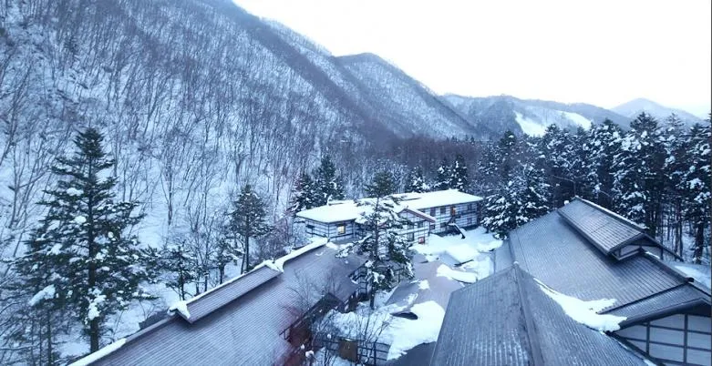 秘湯ムードたっぷり、雪景色ロマンがいやがおうにも盛りあがる山あいの風情♪