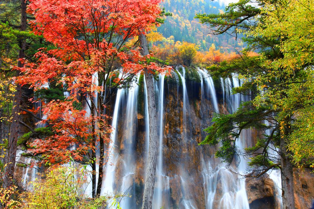 魔法の鏡のかけらの湖―中国・九寨溝の渓谷―